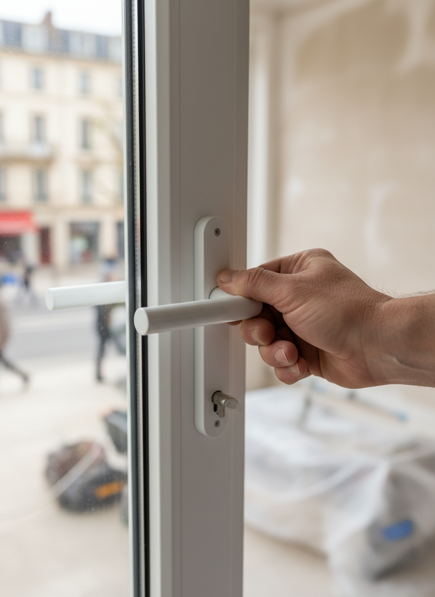 Vente et pose de porte fenêtre pvc blanc 1 vantail ou 2 vantaux battants avec double vitrage à Toulon Var 83