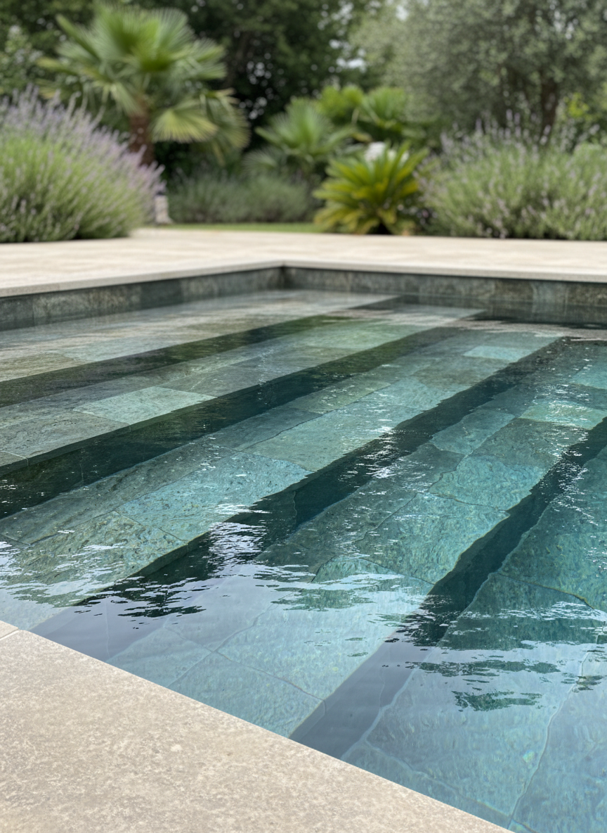 réalisation piscine extérieure avec aménagement extérieure et isolation 