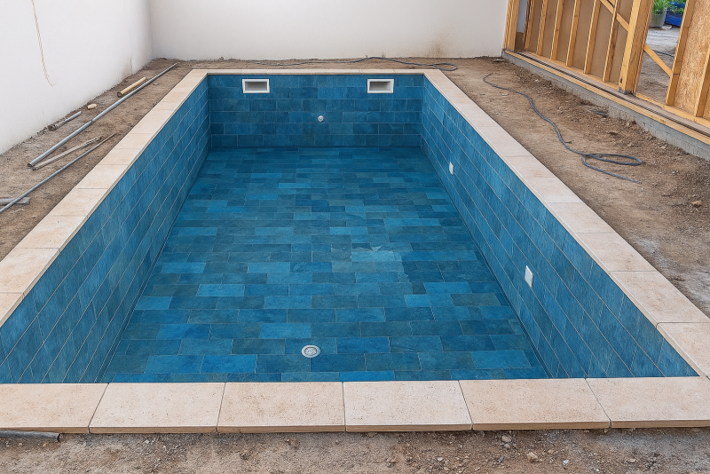 Construction d'une piscine avec étanchéité à Toulon 