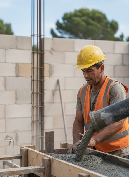 Chantier gros oeuvre avec coulage béton pour une maison sur Bandol